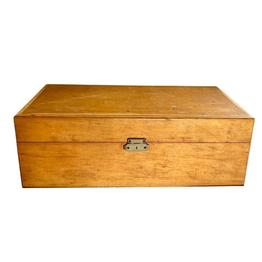 Vintage Large Handmade Maple Wood Artist's Box Oil Paint or Jewellery Box